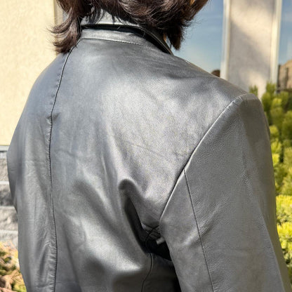 BOL Blazer en cuir noir pour homme. Veste en cuir d'agneau haut de gamme à deux boutons et revers cranté