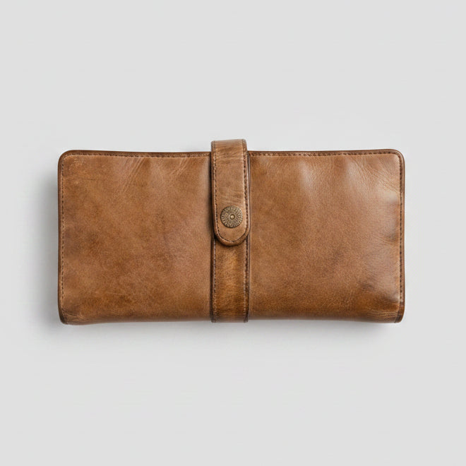 Portefeuille en cuir à bouton-pression MET pour femme
