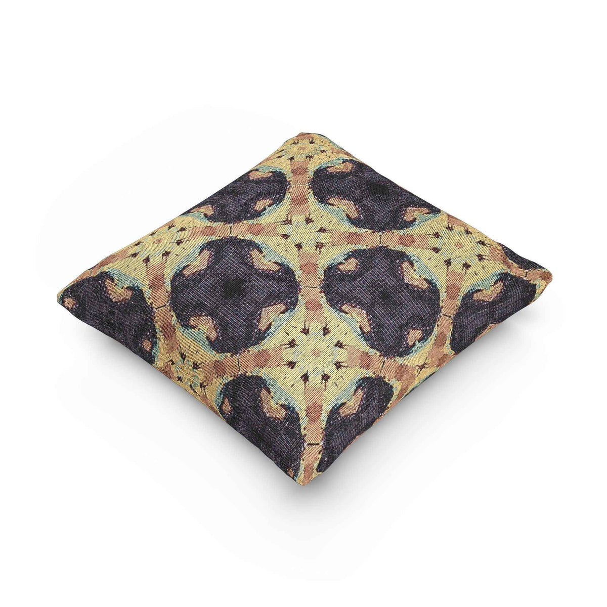 Oreiller tissé à motif mosaïque géométrique | Coussin décoratif à carreaux style bohème