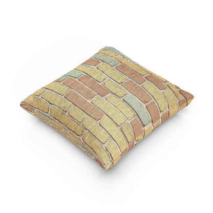Oreiller tissé à motif de briques pastel | Coussin géométrique rustique