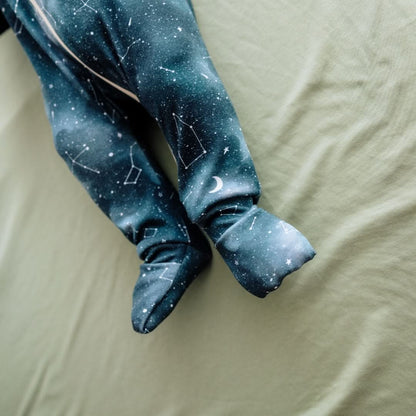 Bamboo Baby Zipper Footed Bodysuit | Night Sky