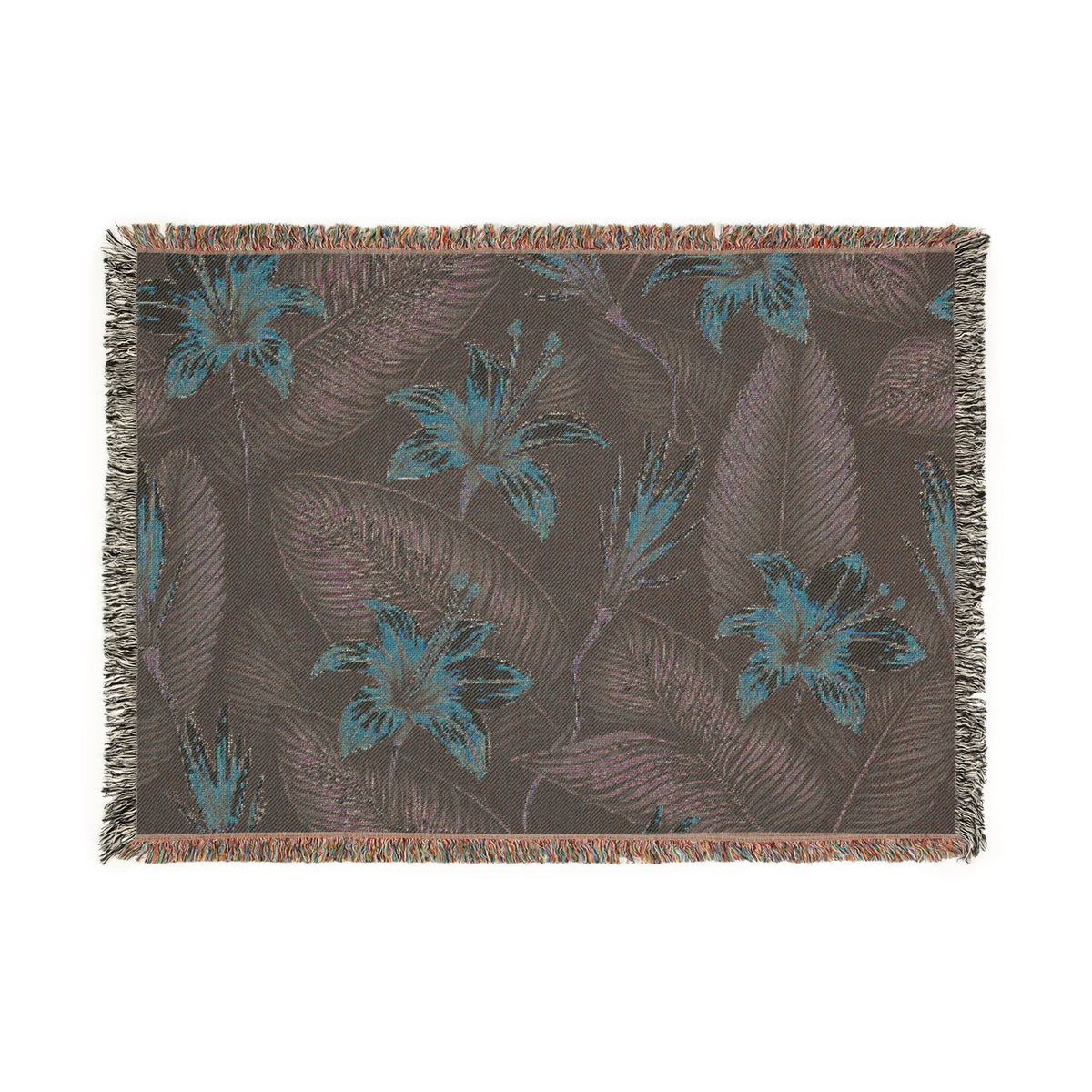 Couverture tissée lys tropical — Plaid fleuri pour salon et patio