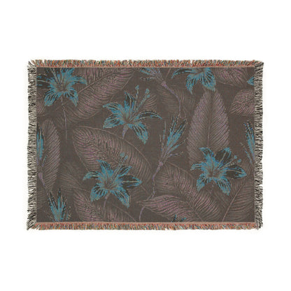 Couverture tissée lys tropical — Plaid fleuri pour salon et patio