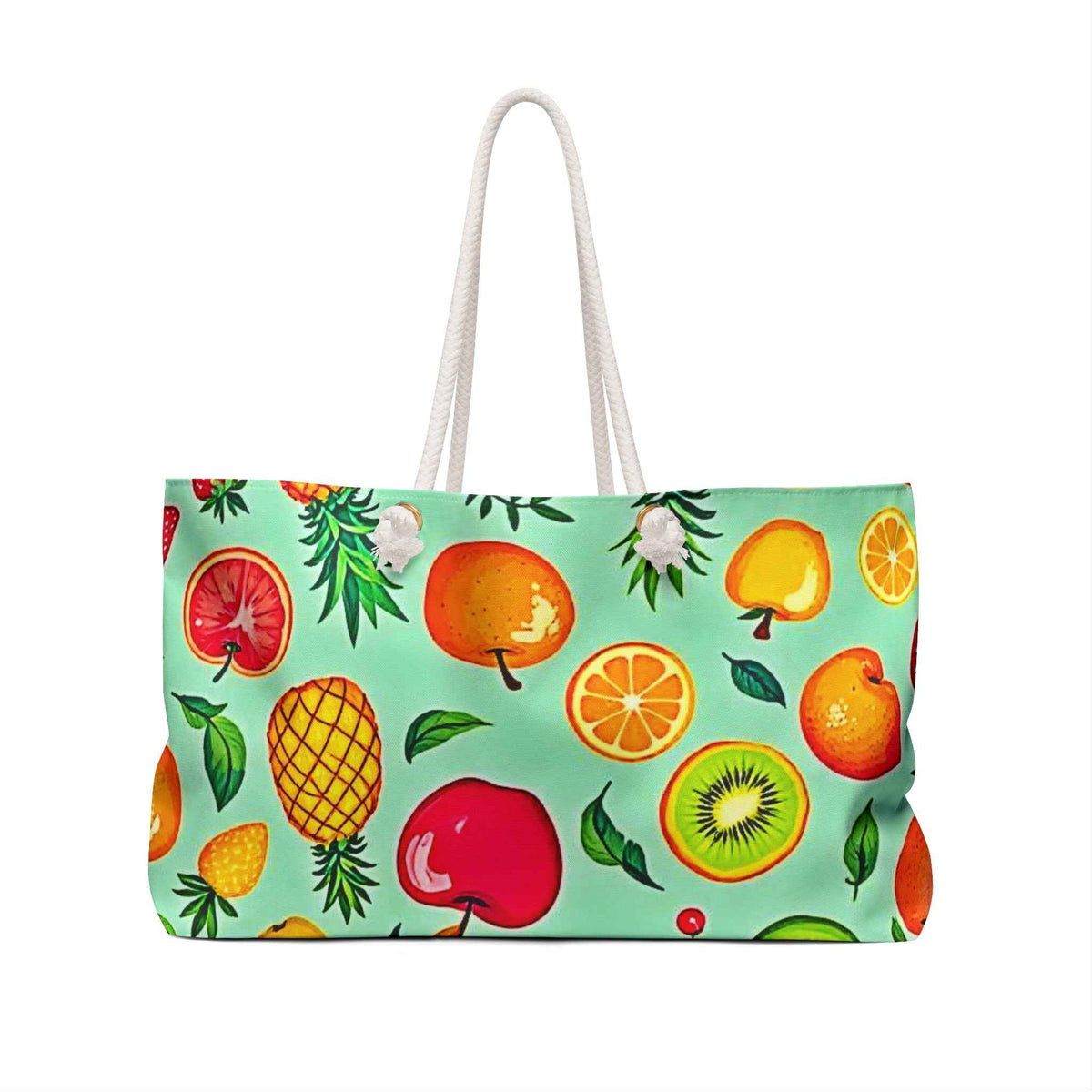 Sac de voyage motif fruits tropicaux | Sac de plage agrumes fraise kiwi | Grand cabas