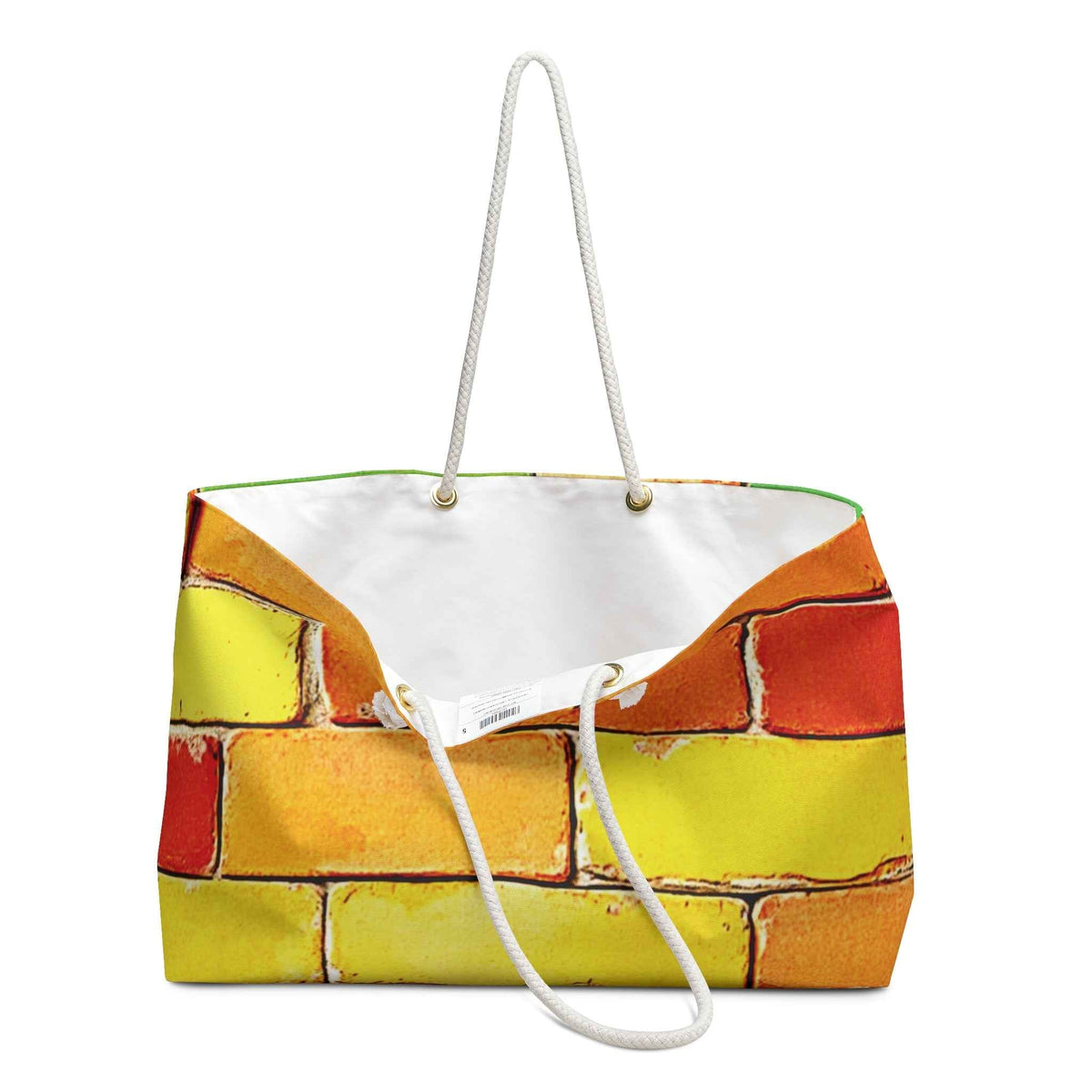 Sac de week-end à motif de briques colorées | Jaune orange vert, grand sac fourre-tout