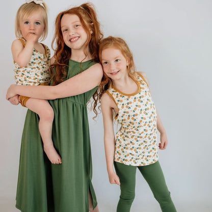 Kids' Bamboo Square Neck Midi Dress | Blue Checkers