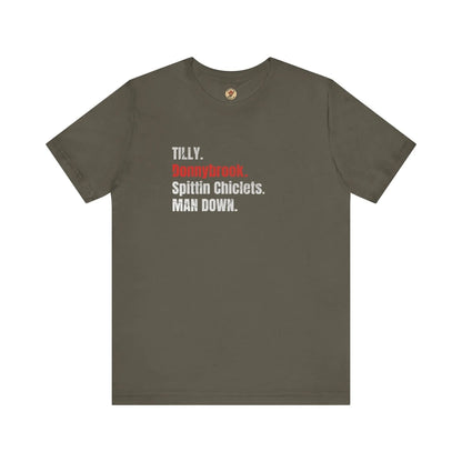 T-shirt Tilly Donnybrook Spittin Chicklets Man Down - Hockey Fight - Maple Stick Hockey Co. - Vrai Fan
