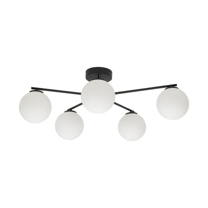 Plafonnier ELTON noir 5 lumières de style scandinave pour salon, chambre et couloir