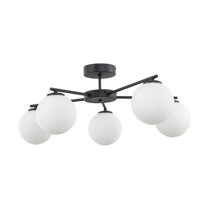 Plafonnier ELTON noir 5 lumières de style scandinave pour salon, chambre et couloir