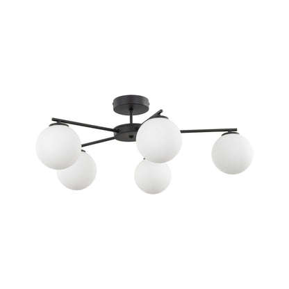 Plafonnier ELTON noir 5 lumières de style scandinave pour salon, chambre et couloir