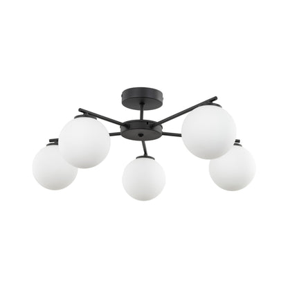 Plafonnier ELTON noir 5 lumières de style scandinave pour salon, chambre et couloir