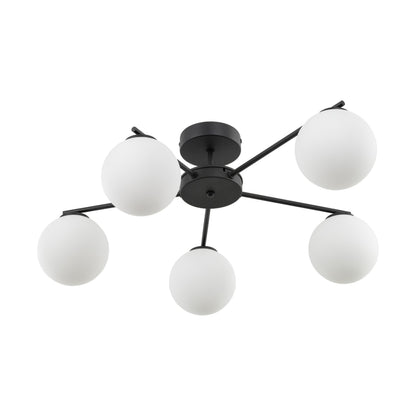 Plafonnier ELTON noir 5 lumières de style scandinave pour salon, chambre et couloir