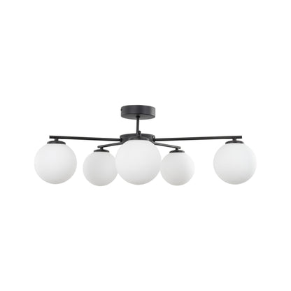 Plafonnier ELTON noir 5 lumières de style scandinave pour salon, chambre et couloir