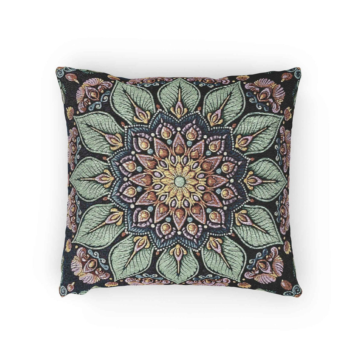 Housse de coussin décorative bohème tissée mosaïque florale mandala