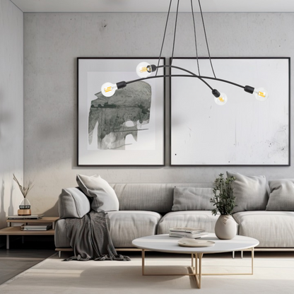Suspension à 4 lampes HELIX noire minimaliste pour îlot de cuisine et table de salle à manger (Liquidation)