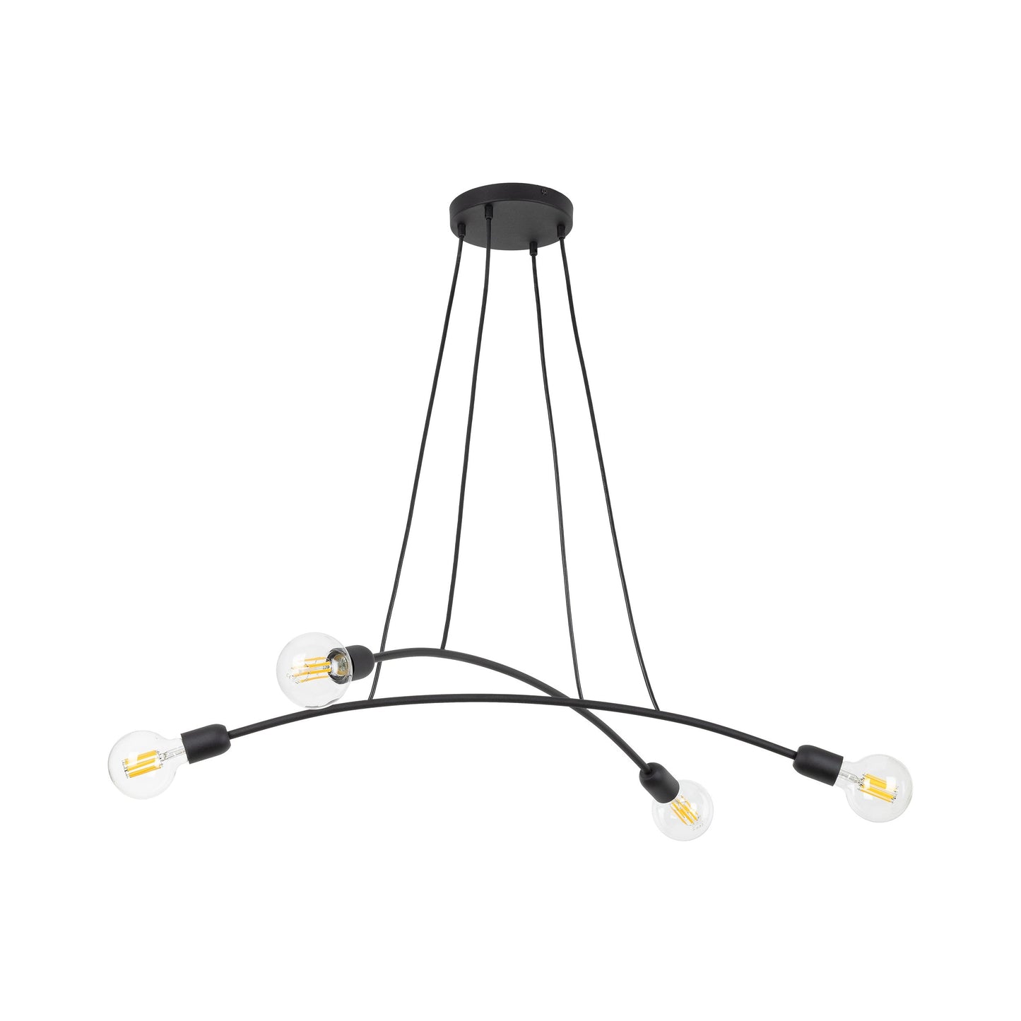 Suspension à 4 lampes HELIX noire minimaliste pour îlot de cuisine et table de salle à manger (Liquidation)