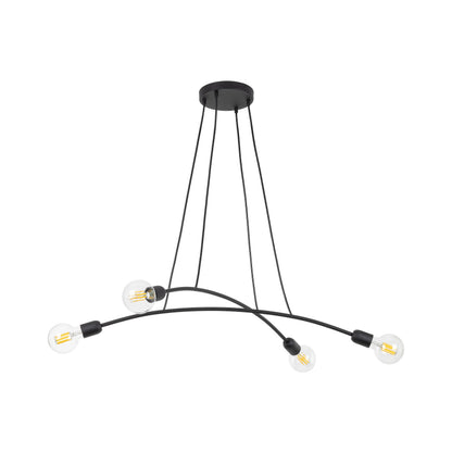 Suspension à 4 lampes HELIX noire minimaliste pour îlot de cuisine et table de salle à manger (Liquidation)