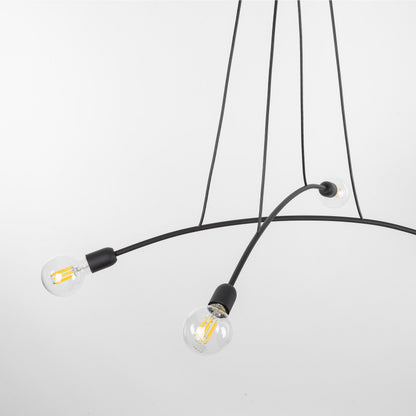 Suspension à 4 lampes HELIX noire minimaliste pour îlot de cuisine et table de salle à manger (Liquidation)