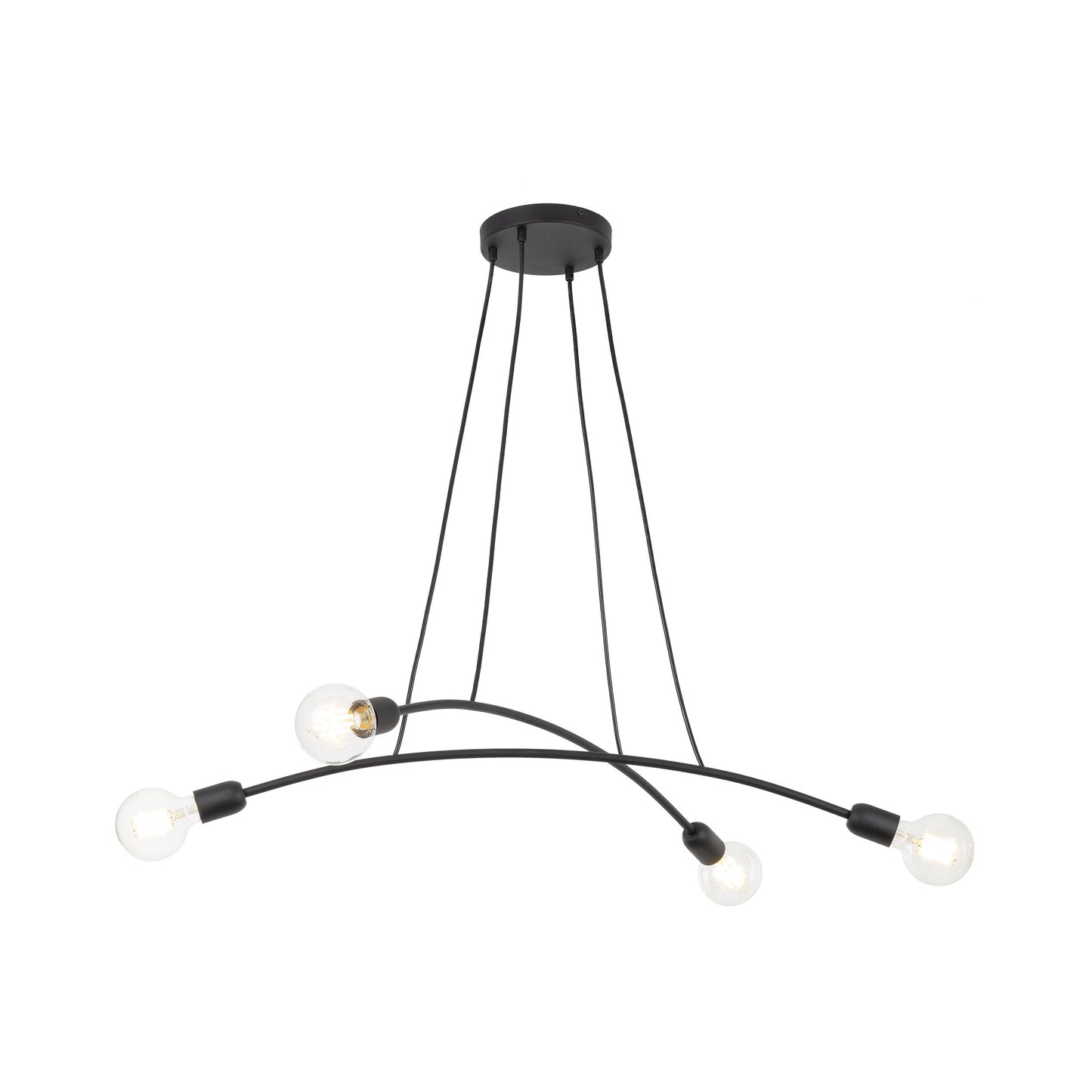 Suspension à 4 lampes HELIX noire minimaliste pour îlot de cuisine et table de salle à manger (Liquidation)