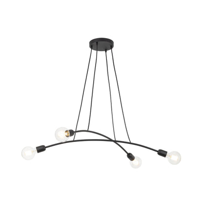 Suspension à 4 lampes HELIX noire minimaliste pour îlot de cuisine et table de salle à manger (Liquidation)