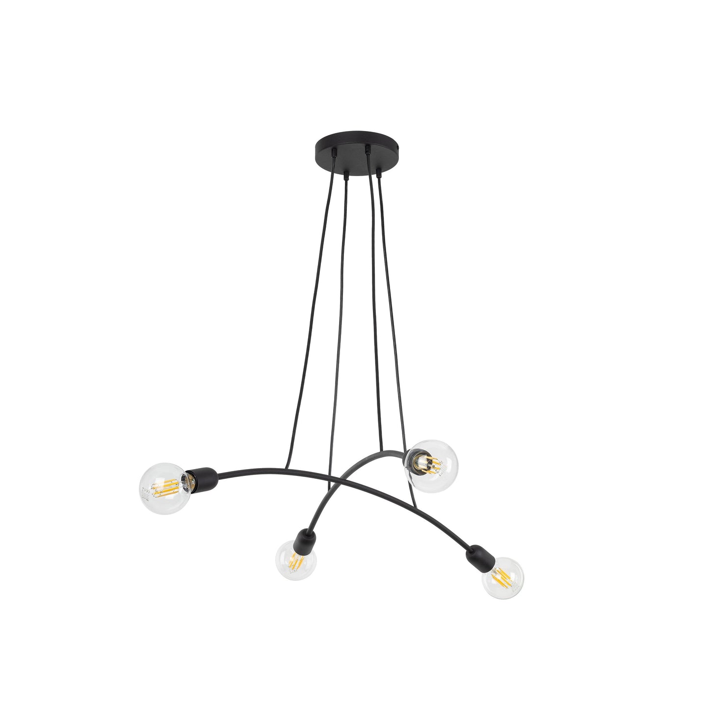 Suspension à 4 lampes HELIX noire minimaliste pour îlot de cuisine et table de salle à manger (Liquidation)