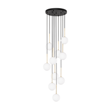 Lustre cascade NILOS 10 lumières en or et verre pour cage d'escalier et entrée