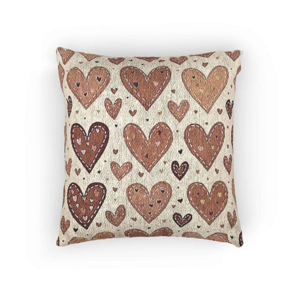 Coussin tissé à motif cœur neutre | Coussin décoratif bohème en forme de cœur