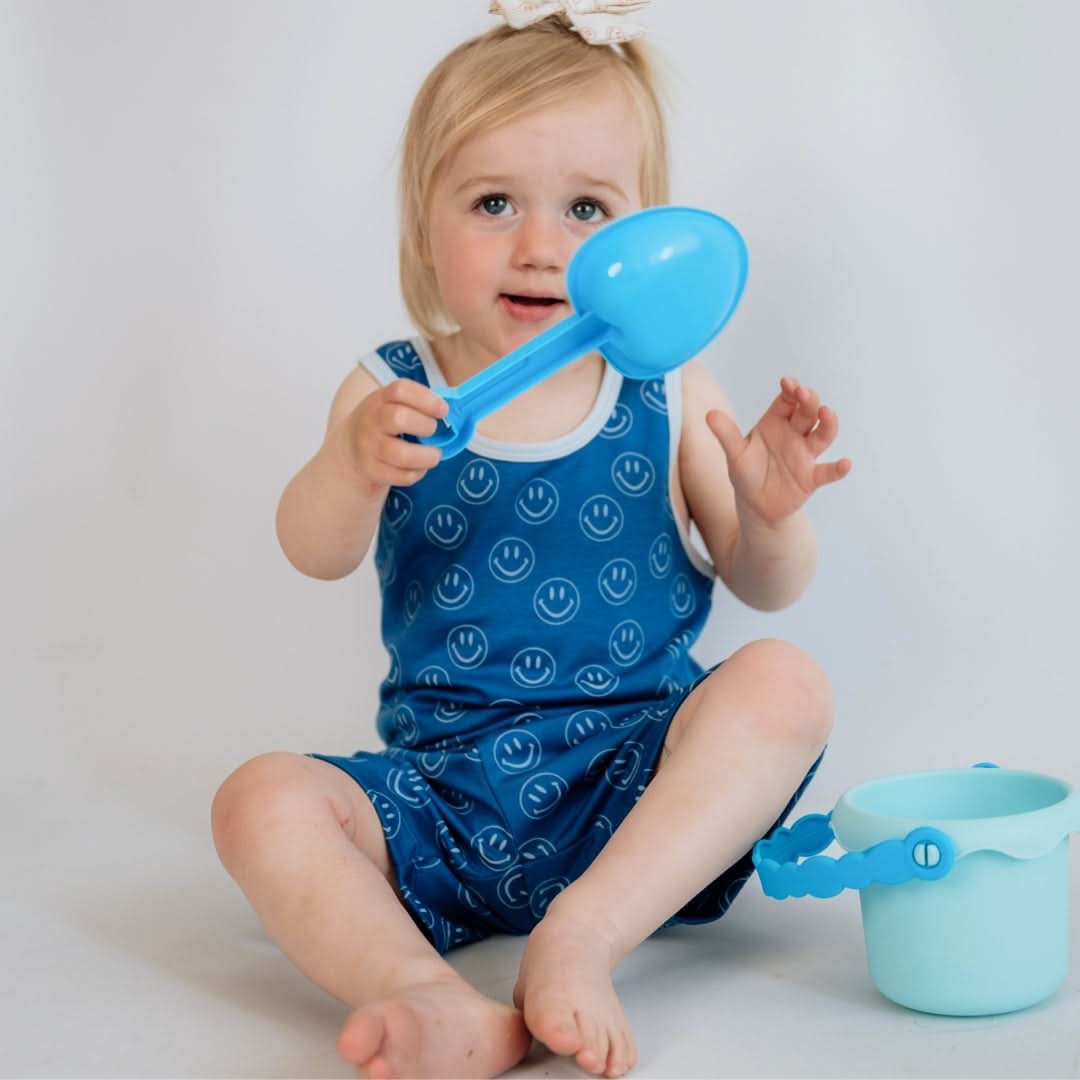 Kids' Bamboo Racerback Tank | Blue Smilies