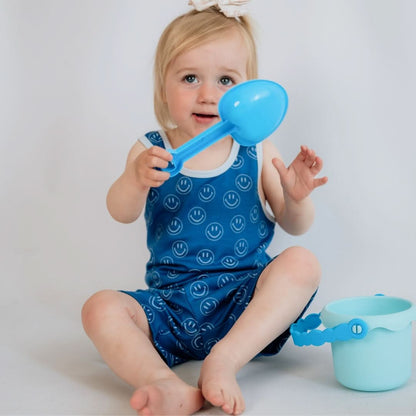 Kids' Bamboo Racerback Tank | Blue Smilies
