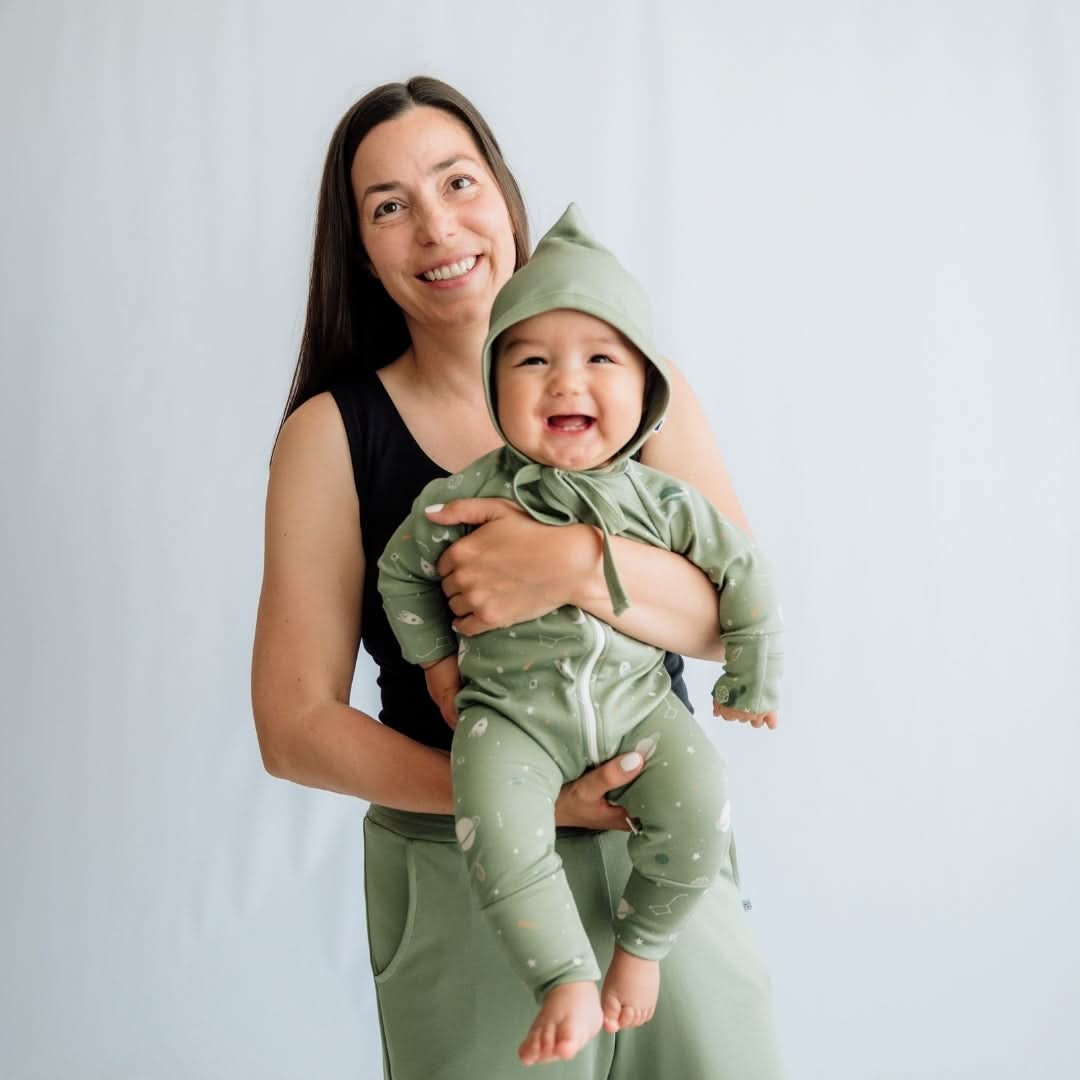 Bamboo Baby Zipper Footed Bodysuit | Outer Space