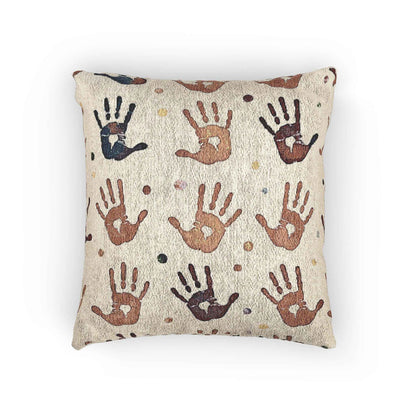 Coussin décoratif bohème tissé à motif d'empreinte de main