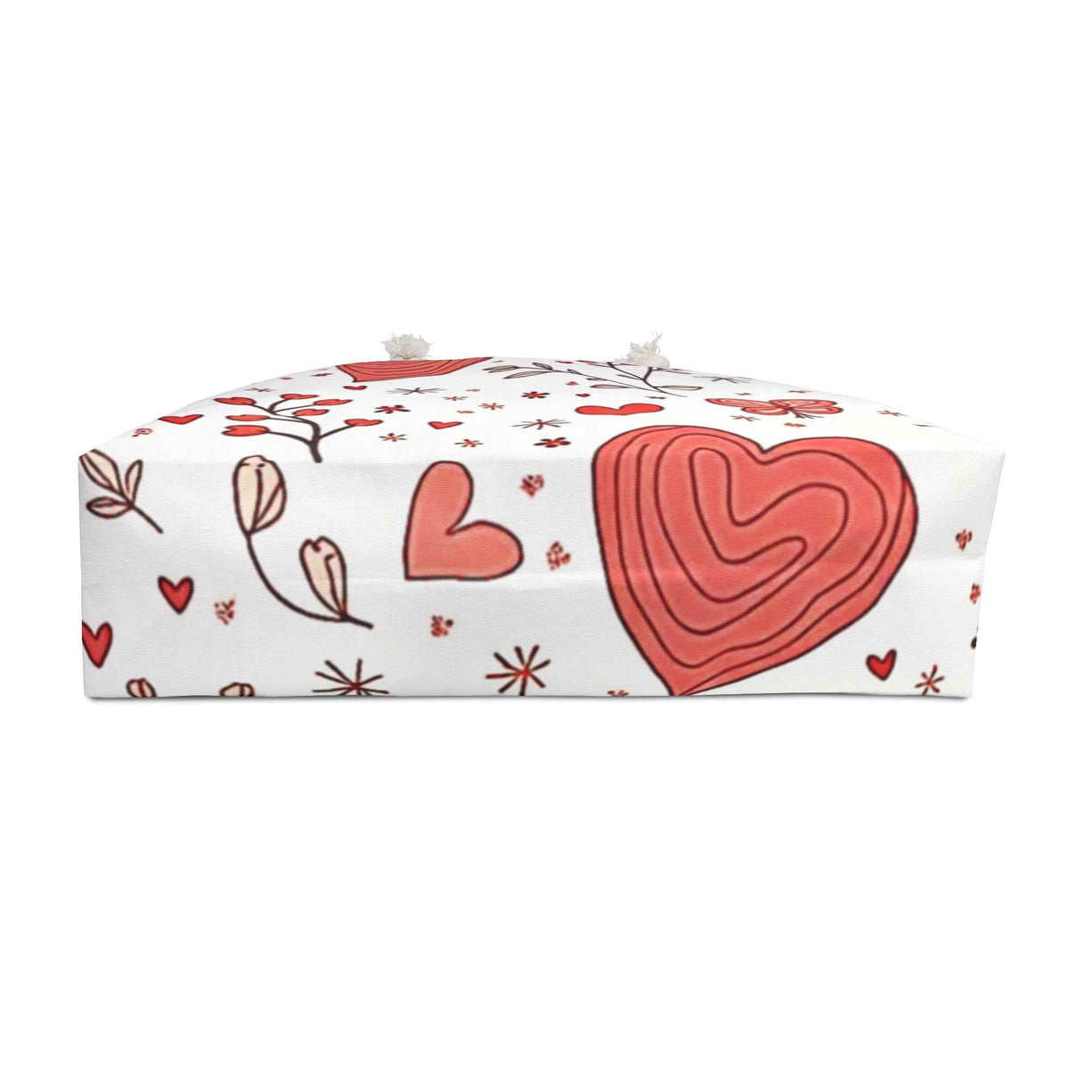 Sac de voyage motif floral cœurs rouges, cabas Saint-Valentin, maman débordée, cadeau pour maman