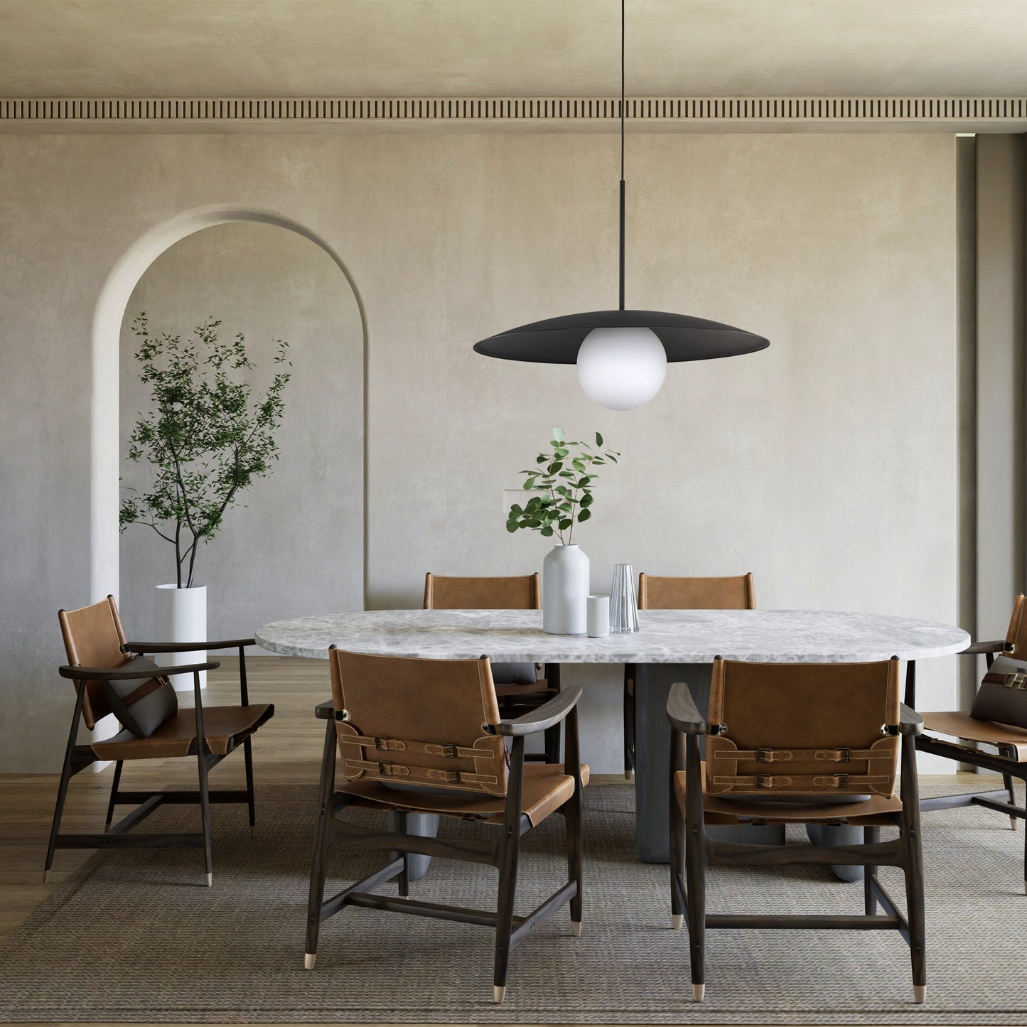 Suspension dôme large SLATE Mid-Century Modern pour îlot de cuisine et table à manger