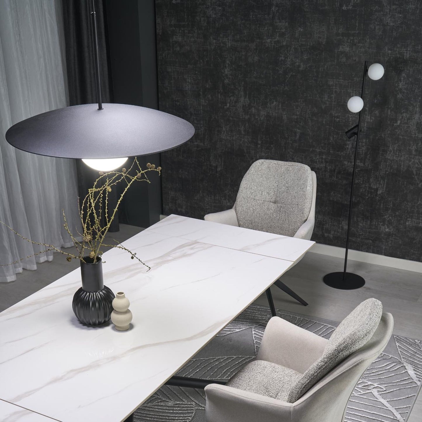 Suspension dôme large SLATE Mid-Century Modern pour îlot de cuisine et table à manger