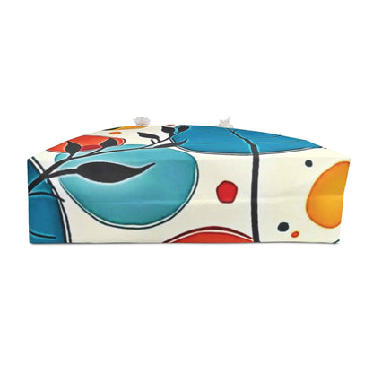 Sac de voyage coloré à motifs abstraits de feuilles | Motif botanique sarcelle, rouge et jaune | Grand sac fourre-tout | Sac de voyage pour maman | Sac pour maman débordée