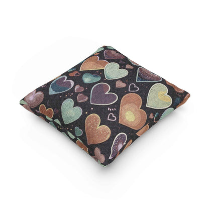 Oreiller tissé à motif de cœurs pastel | Coussin décoratif cœur, Décoration bohème