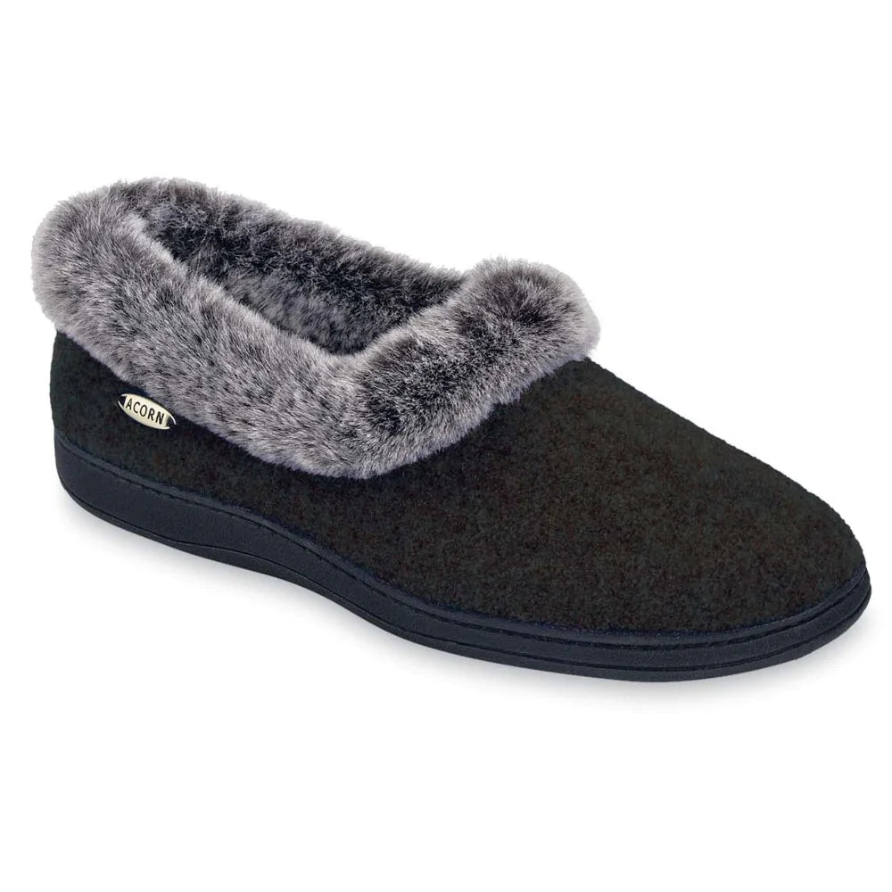 Chaussons Acorn pour femme avec col en fausse fourrure chinchilla