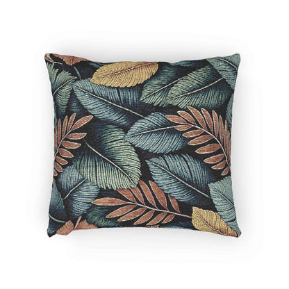 Coussin Tissé à Motif de Feuilles Tropicales | Coussin Décoratif Botanique, Motif Tapisserie Texturée