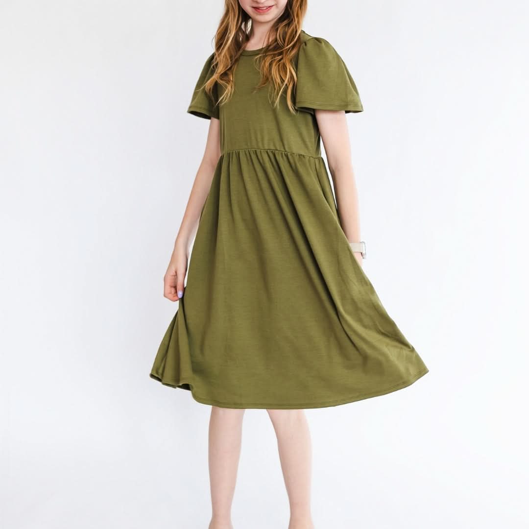 Youth Bamboo Kaia Dress | Palm Fronds