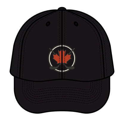 Casquette de Hockey en Érable – Casquette Snapback Feuille d'Érable et Crosse de Hockey Croisées