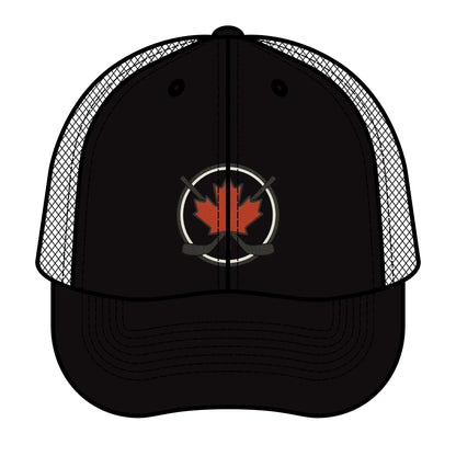 Casquette de Hockey en Érable – Casquette Snapback Feuille d'Érable et Crosse de Hockey Croisées