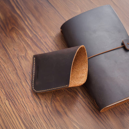 Porte-cartes minimaliste en cuir véritable | Portefeuille fin en cuir fait main