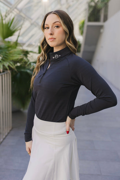 Haut à manches longues avec demi-zip – FEMME