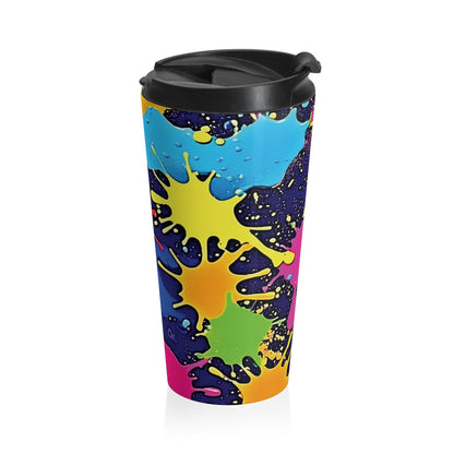 Mug de voyage en acier inoxydable Color Splash — Motif éclaboussures de peinture vives