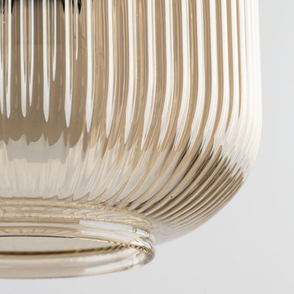 SOPHIA Green & Cognac Ribbed Glass Mini Pendant for Kitchen Island