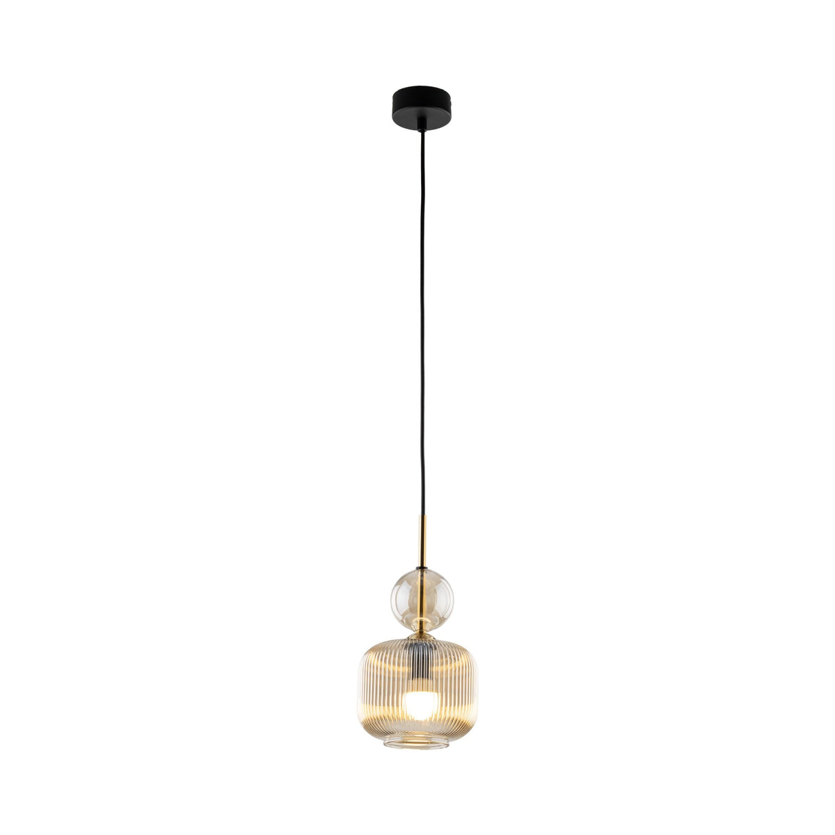 SOPHIA Green & Cognac Ribbed Glass Mini Pendant for Kitchen Island