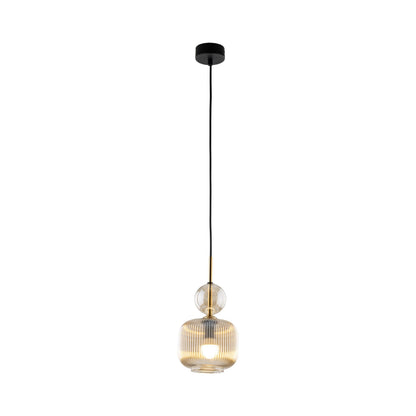 SOPHIA Green & Cognac Ribbed Glass Mini Pendant for Kitchen Island