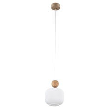 BALLO Ribbed Glass & Wood Mini Pendant for Kitchen Island & Bedside