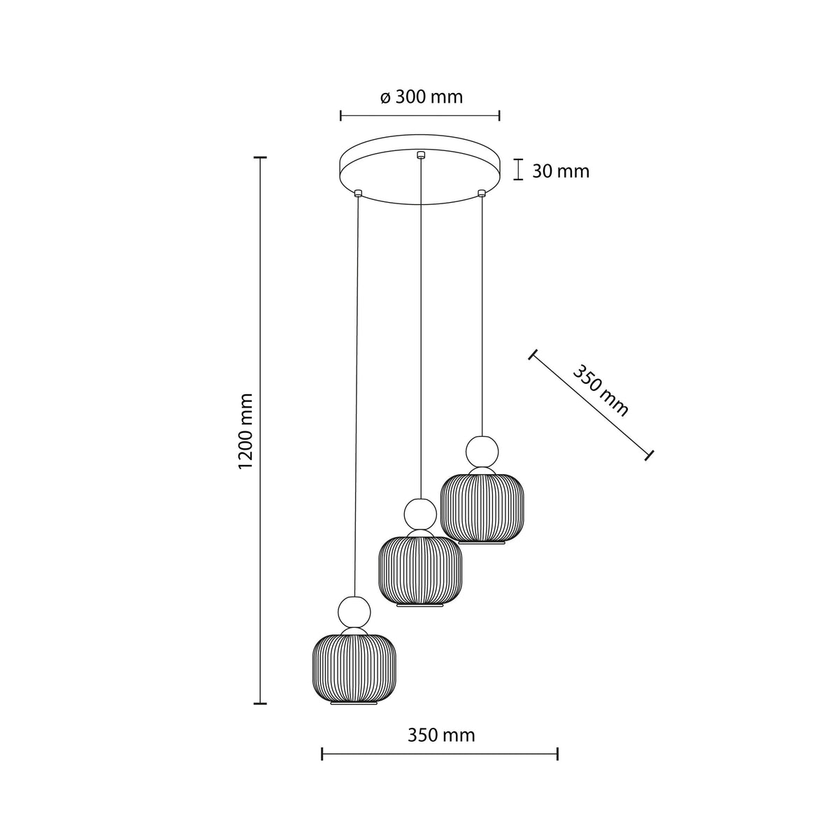 Ballo 3-Light Scandinavian Pendant Light for Kitchen Island, Dining Room & Living Room