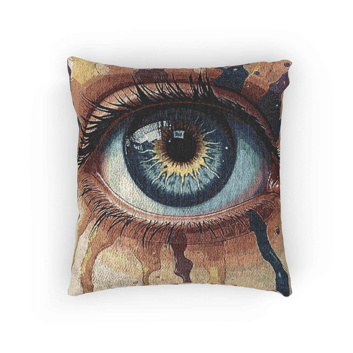 Oreiller tissé "Œil bleu" | Coussin décoratif "L'œil surréaliste"